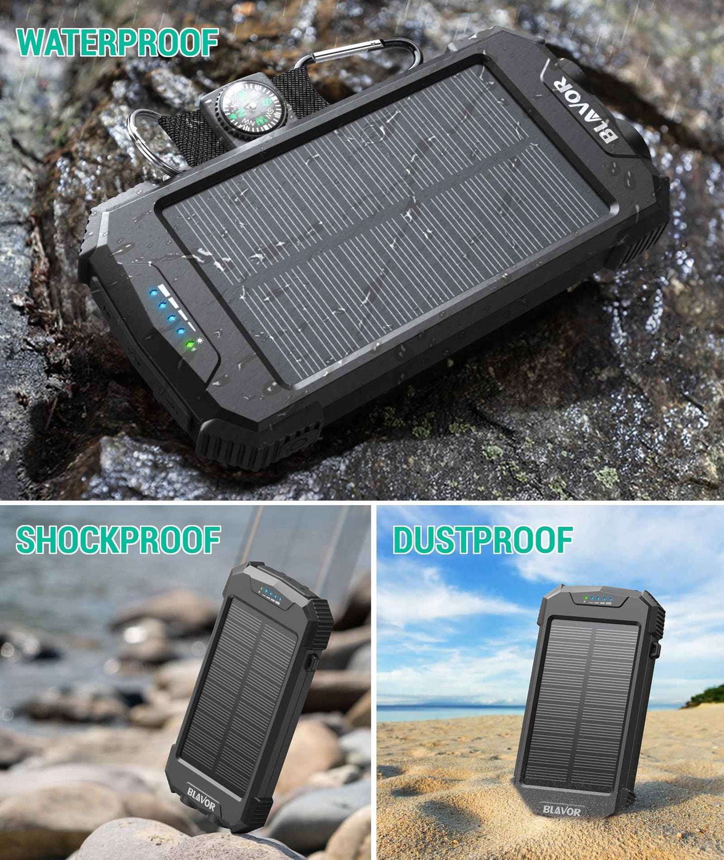 BLAVOR Solar Power Bank 10,000mAh Wireless Charger