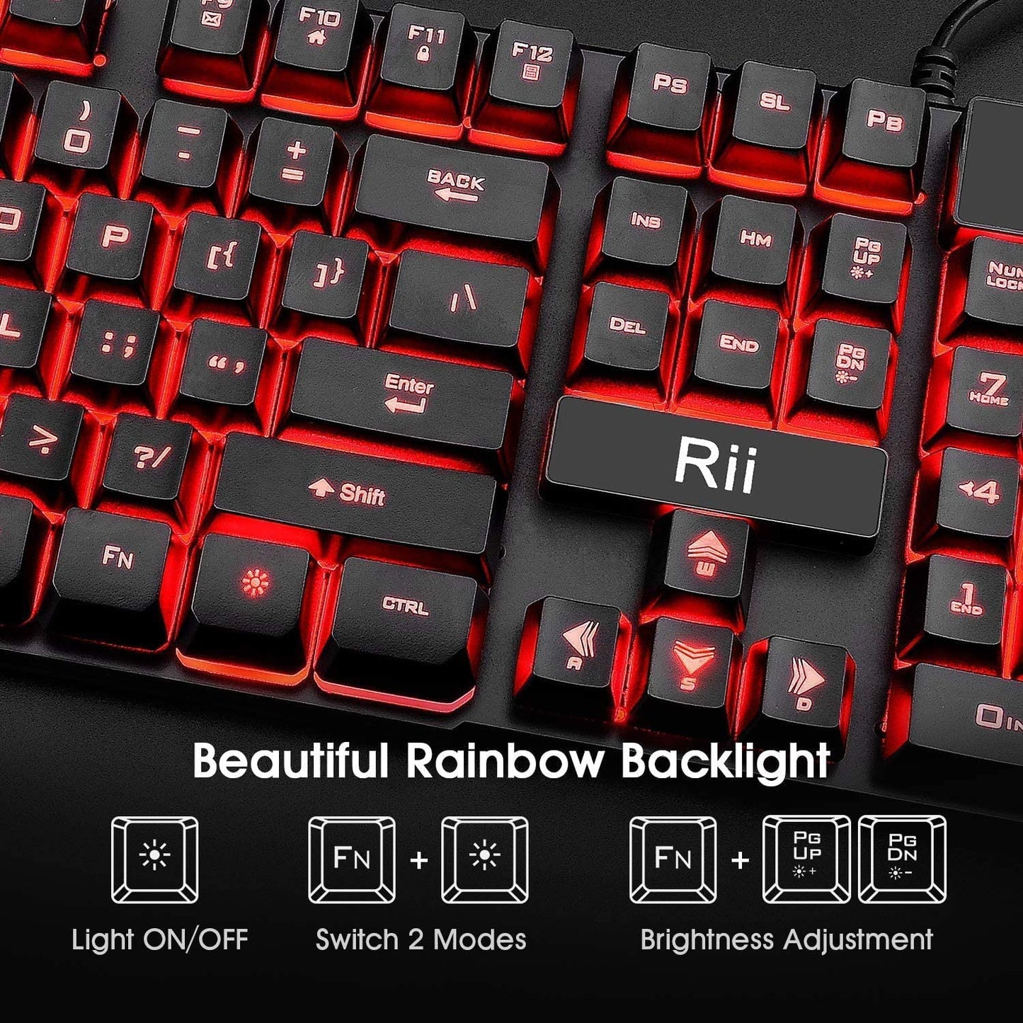 Rii ProGlow Keyboard & Mouse Set - Dynamic LED Edition