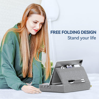 FoldMate: Versatile Tablet Pillow Stand with Pocket
