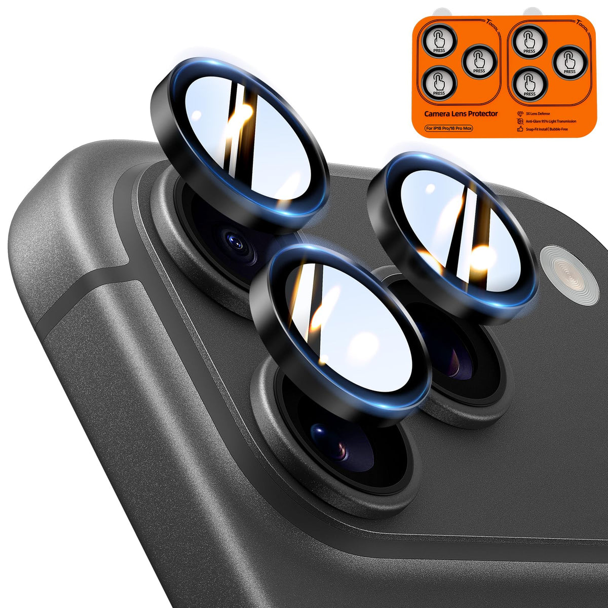 TOCOL Camera Lens Protector for iPhone 17 Tempered Glass HD Individual Scratch Resistant Camera Cover Accessories Case Friendly 2 Pack（Clear）