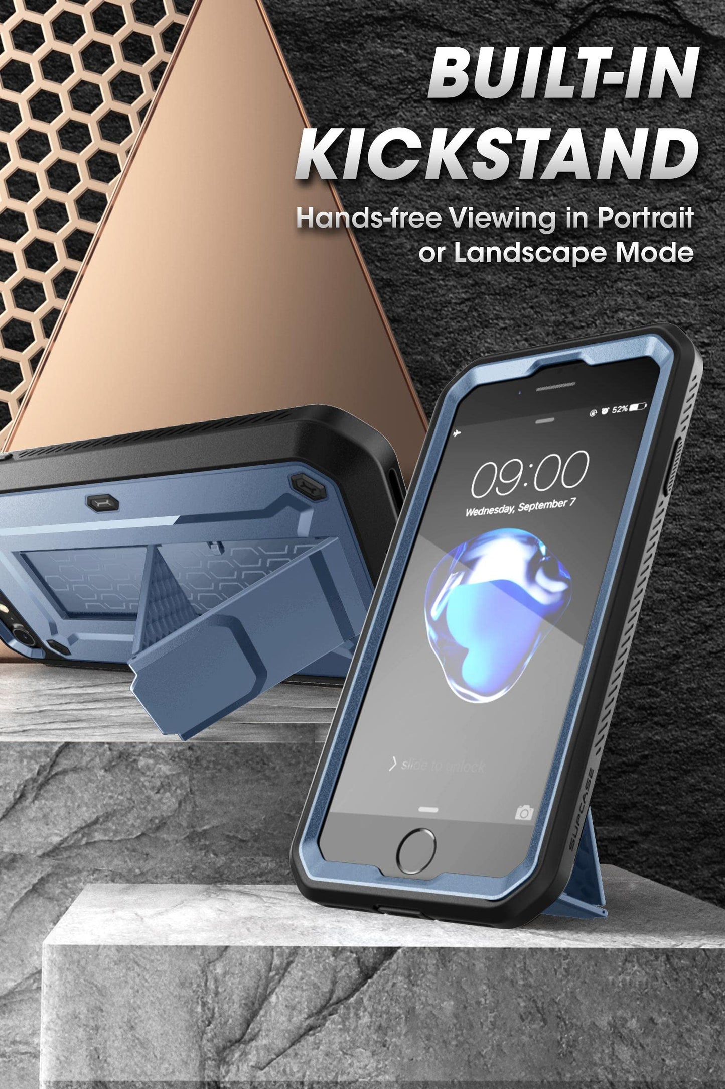 SUPCASE for iPhone SE 3rd Generation / iPhone SE 2nd Generation / iPhone 7/ iPhone 8 Case (Unicorn Beetle Pro), with Screen Protector & Stand & Holster Rugged Phone Case for Apple iPhone SE, Black