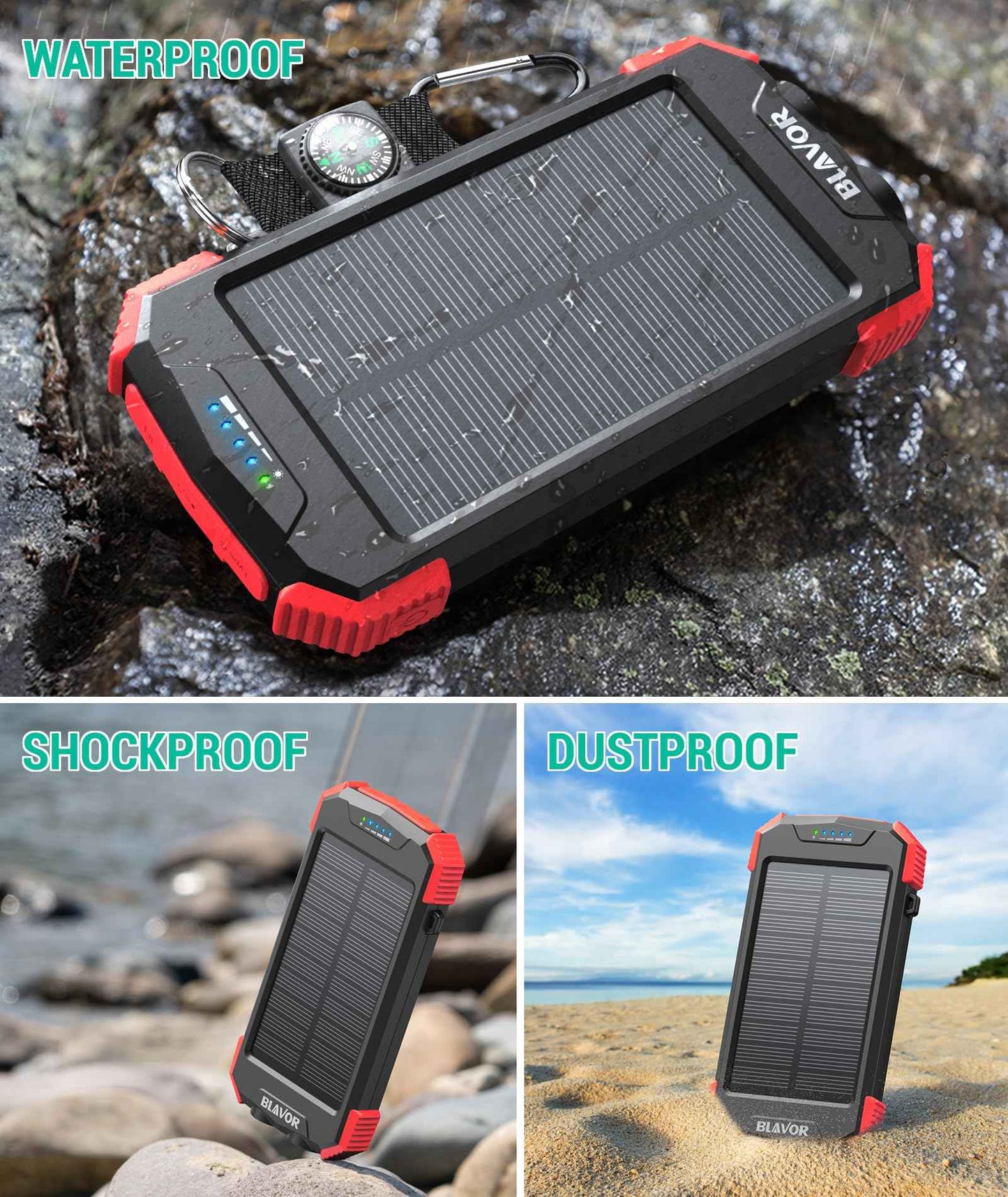 BLAVOR Solar Power Bank 10,000mAh Wireless Charger