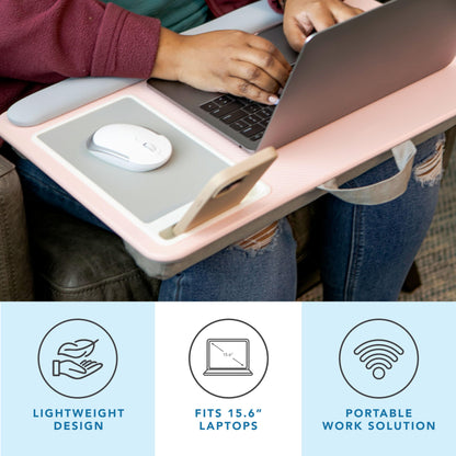 PinkComfort Lap Desk: Device Ledge & Phone Holder