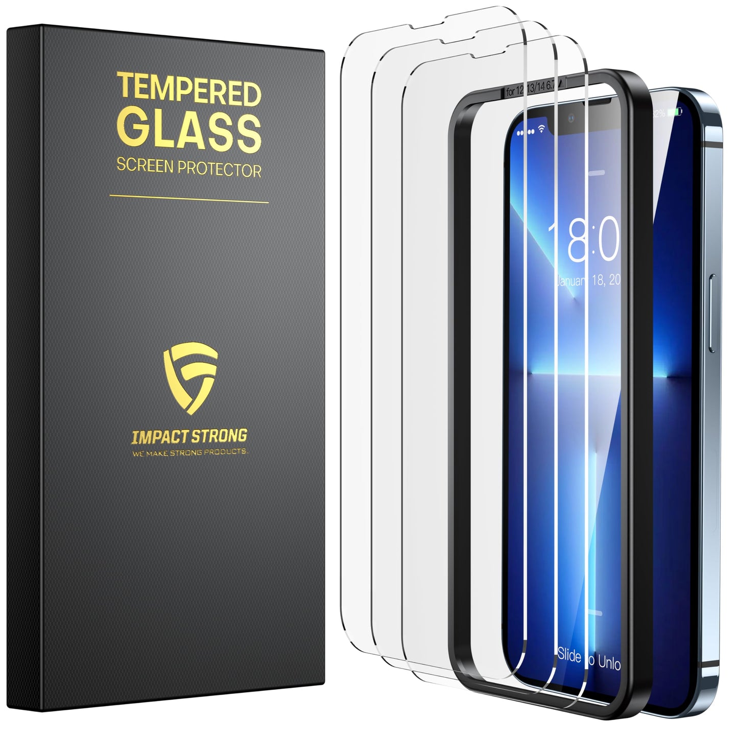 ImpactStrong 3-Pack Glass Protector for iPhone 15/16, 6.1