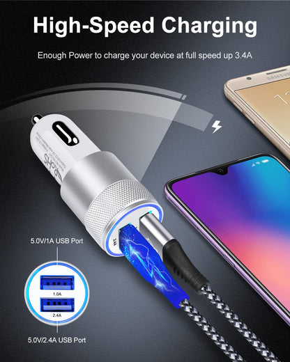 DualBoost Car Charger: Fast 3.4A 2-Pack USB Adapter