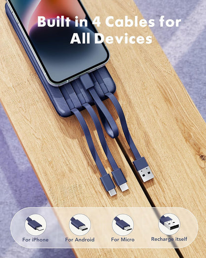 TravelMax 10K: Slim Power Bank w/ Built-in Cables - Small Enterprise