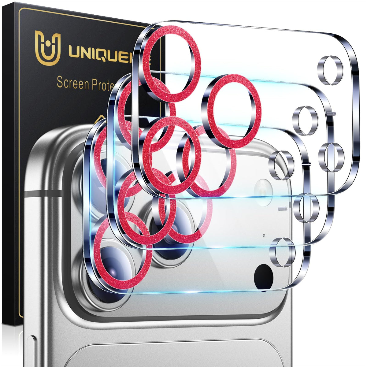 UniqueMe for 3 Pack iPhone 16 Pro/iPhone 16 Pro Max Camera Lens Protector