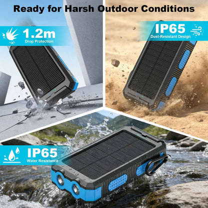 Solar Power Bank 20000mAh with 4 Cables & Flashlights