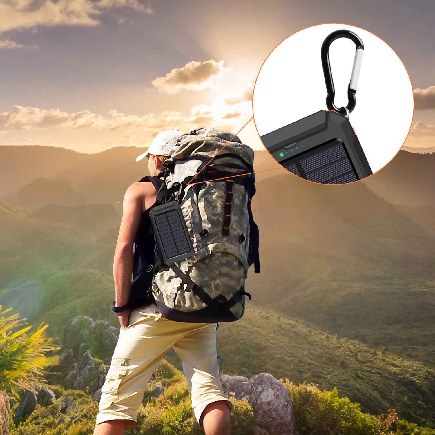 Solar Power Bank 20000mAh with 4 Cables & Flashlights