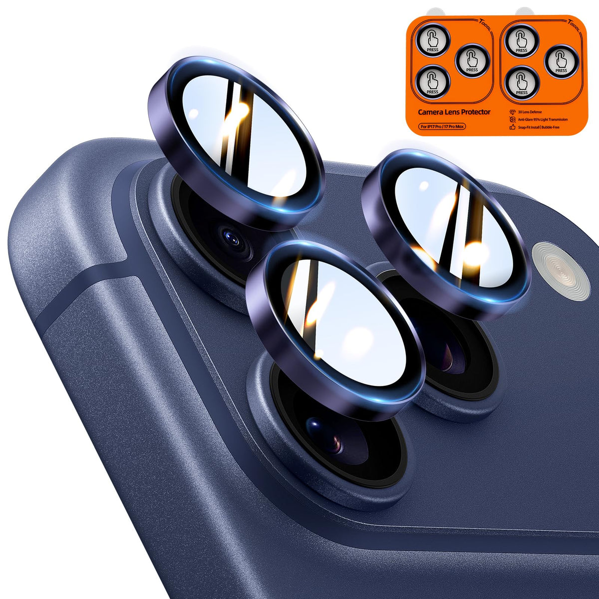 TOCOL Camera Lens Protector for iPhone 17 Tempered Glass HD Individual Scratch Resistant Camera Cover Accessories Case Friendly 2 Pack（Clear）