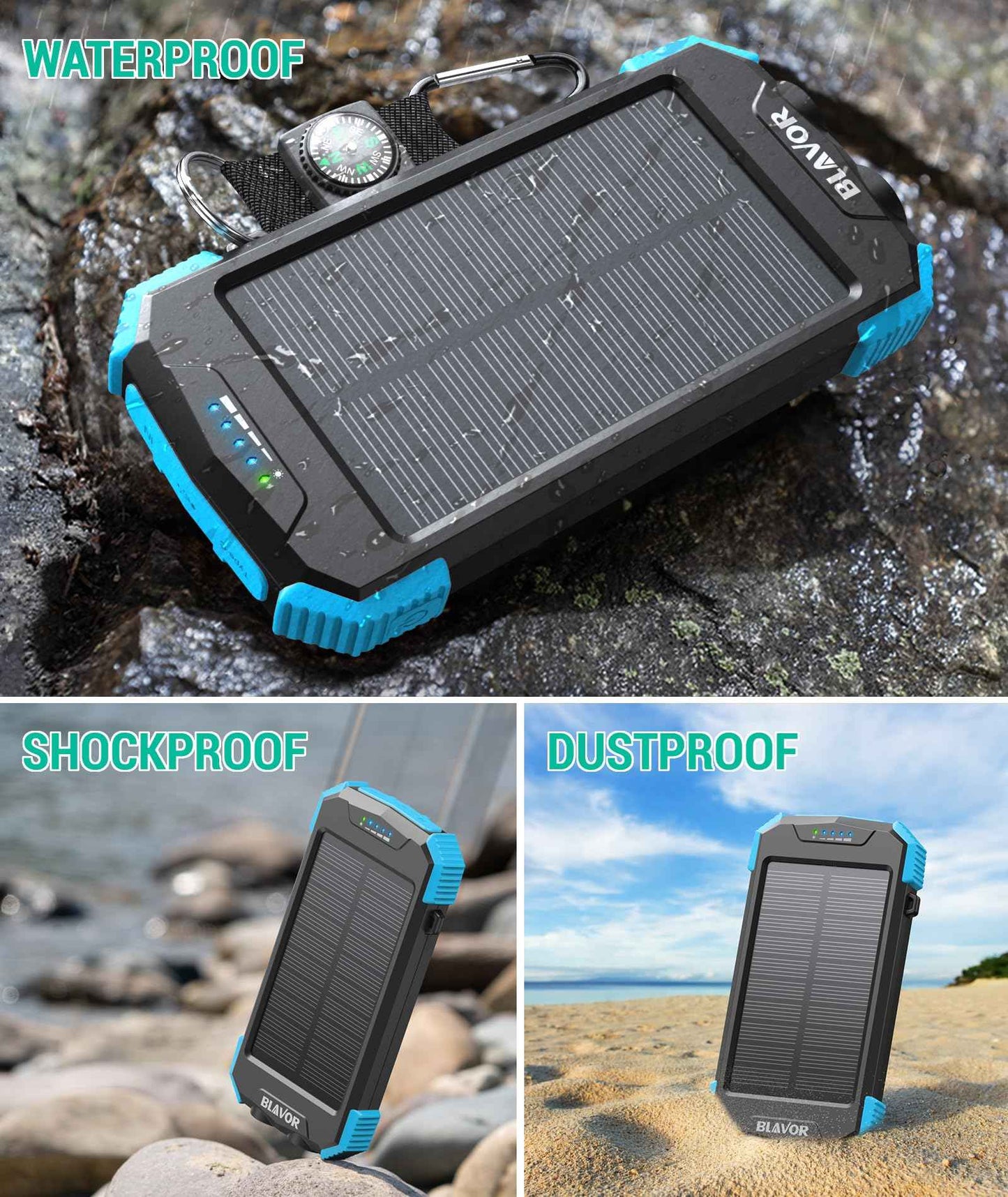BLAVOR Solar Power Bank 10,000mAh Wireless Charger
