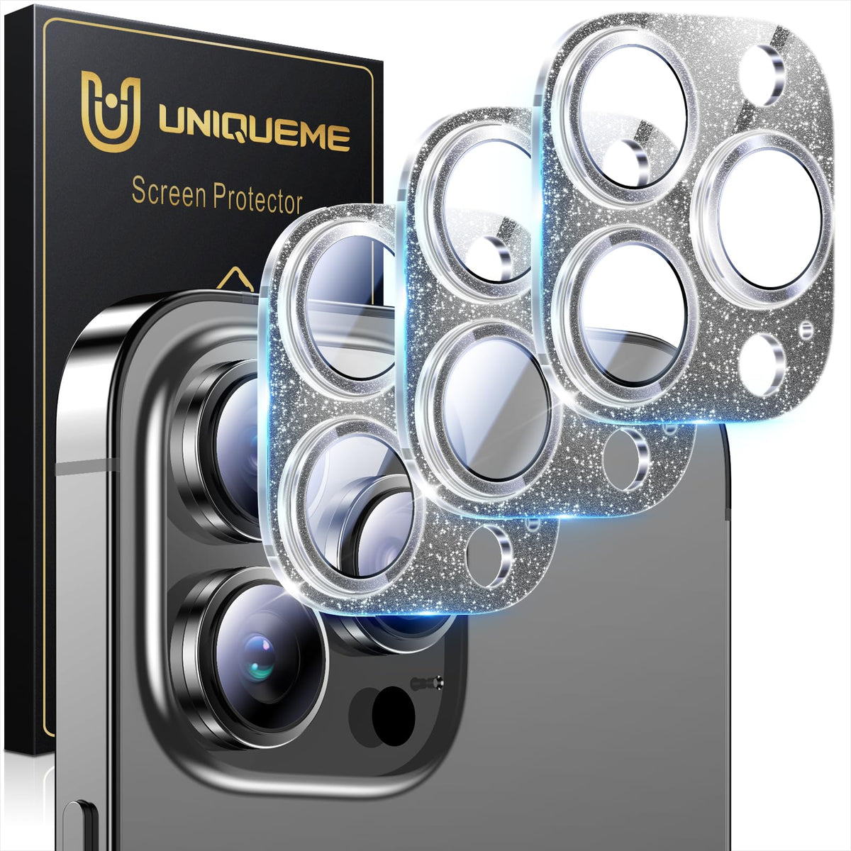 UniqueMe for 3 Pack iPhone 16 Pro/iPhone 16 Pro Max Camera Lens Protector