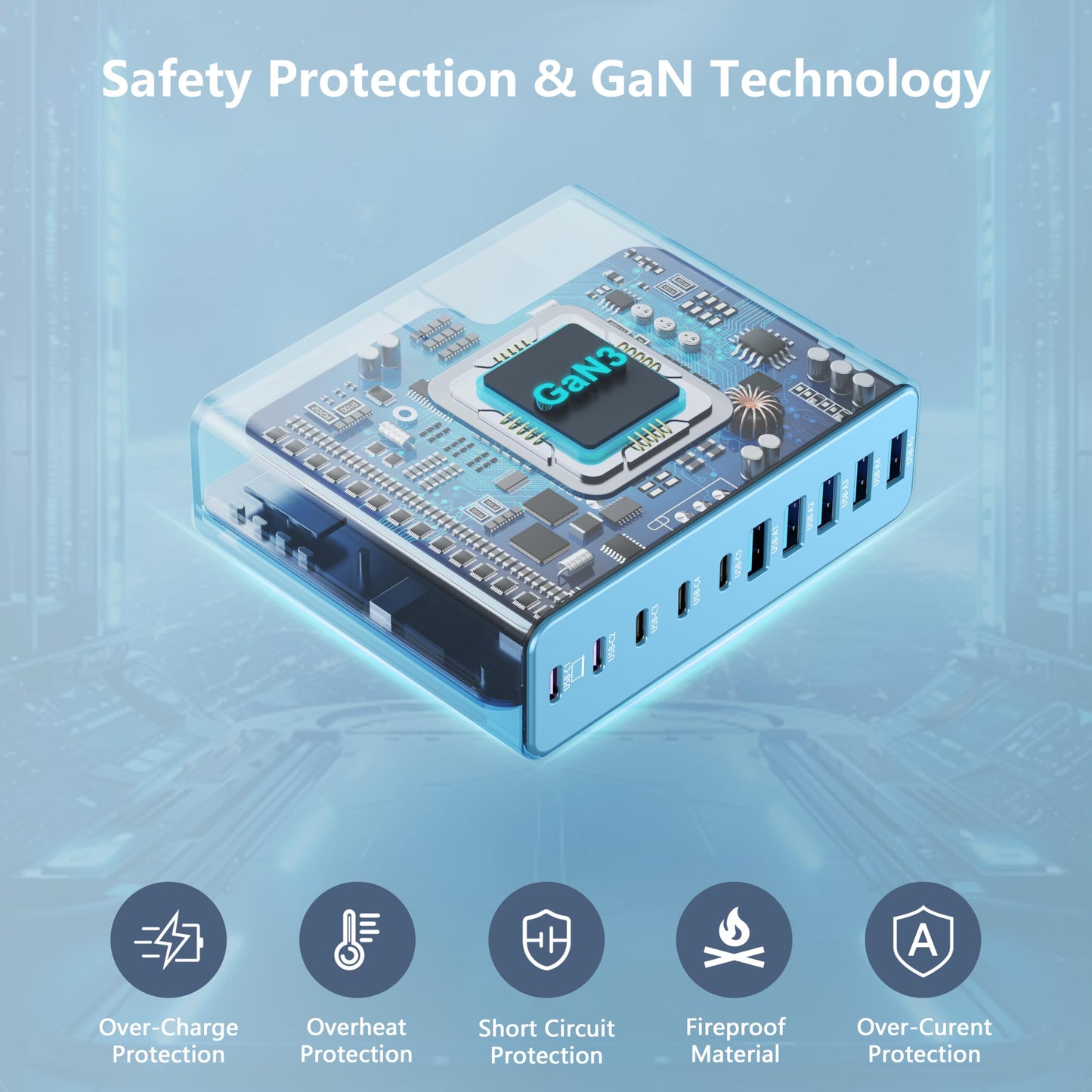 PowerHub 320: High-Speed 10-Port USB-C Charger