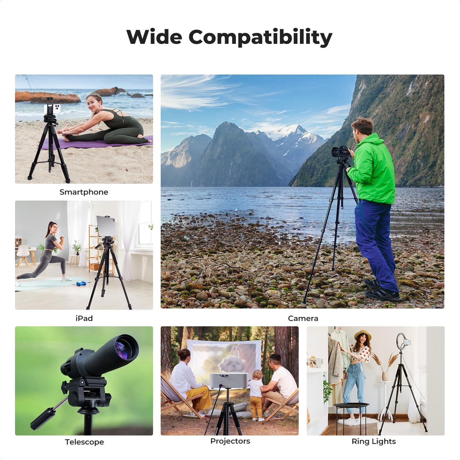 K&F CONCEPT 75 Portable Camera Tripod, Black