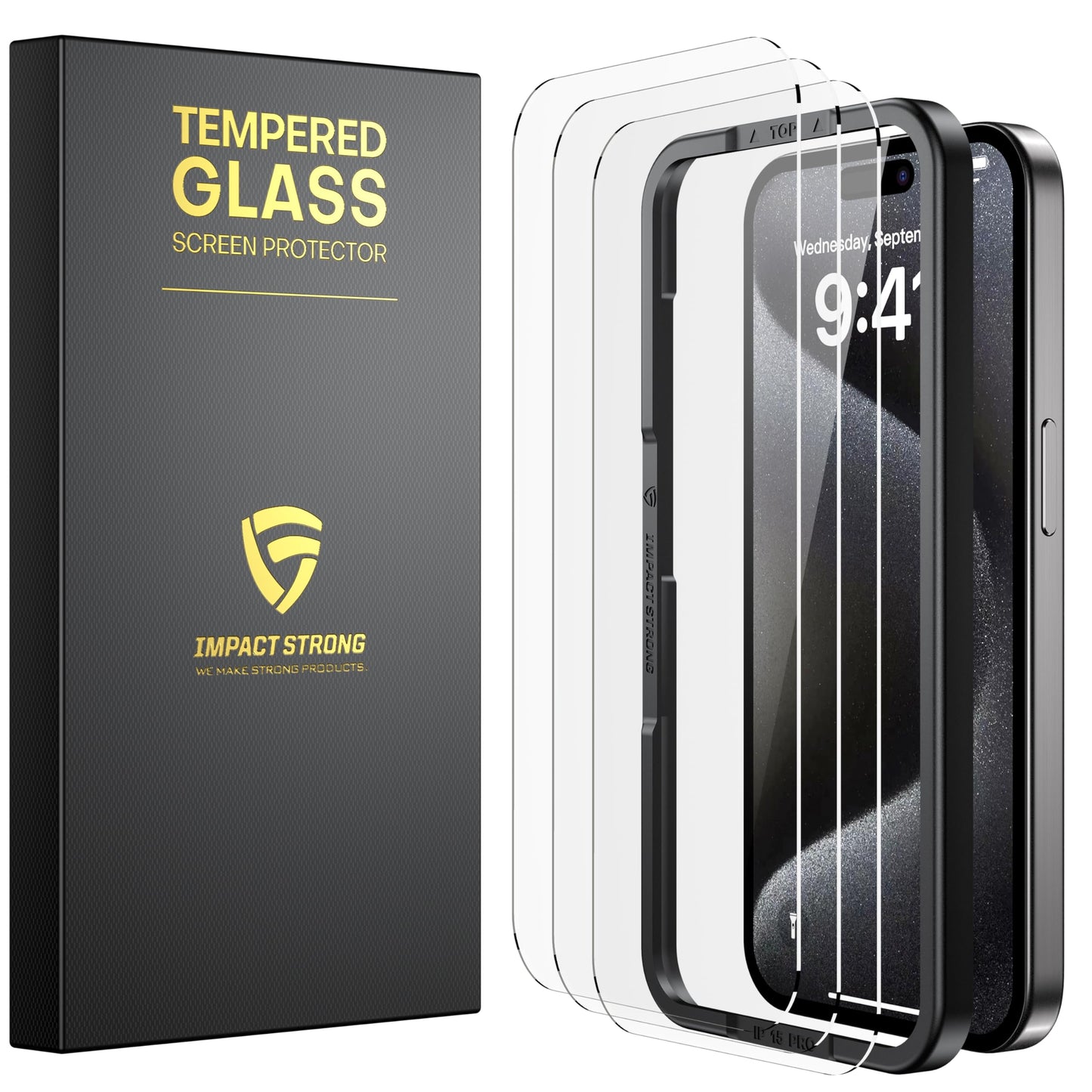 ImpactStrong 3-Pack Glass Protector for iPhone 15/16, 6.1
