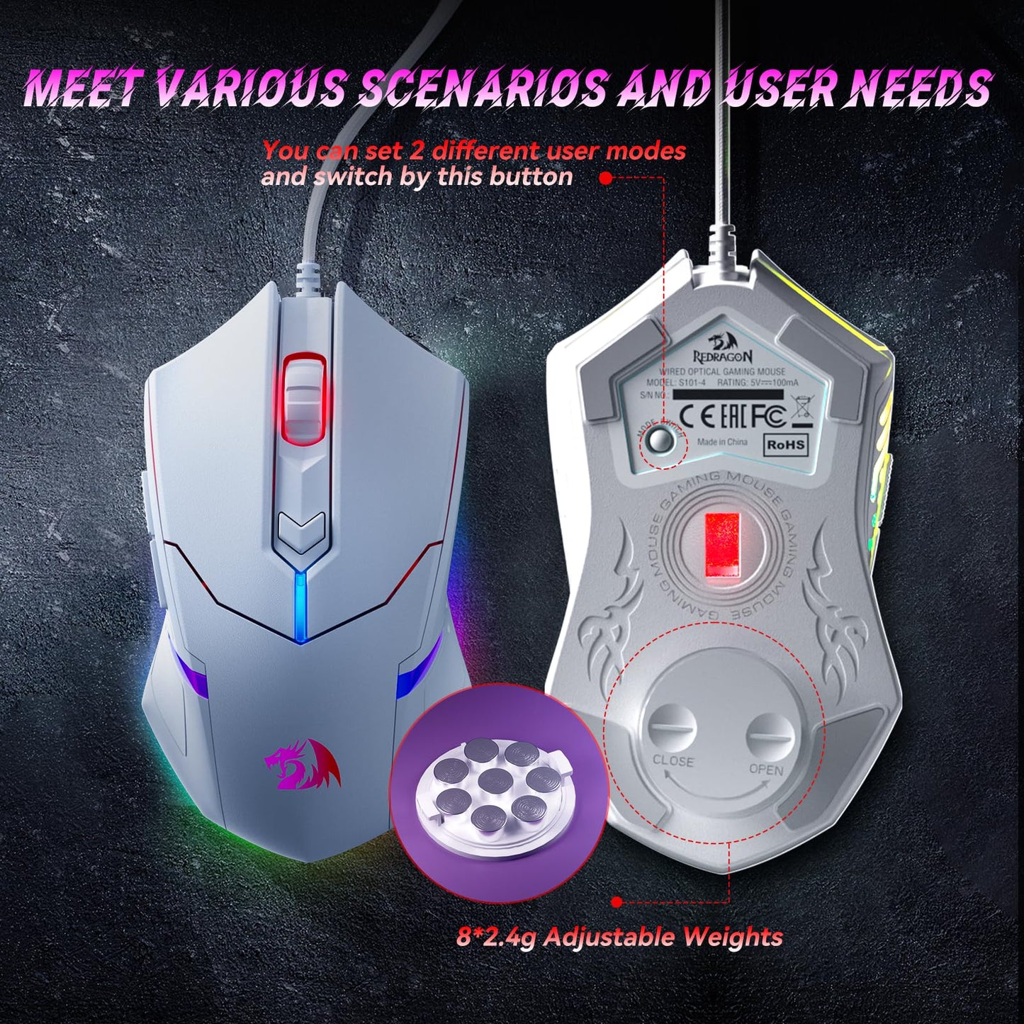 Redragon Elite RGB Combo: S101 Keyboard & M601 Mouse