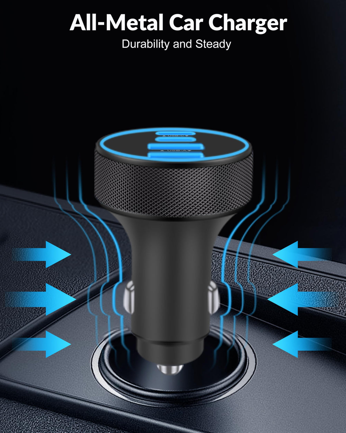 USB C Car Charger, 4-Port 90W Super Fast Charging Cigarette Lighter Adapter
