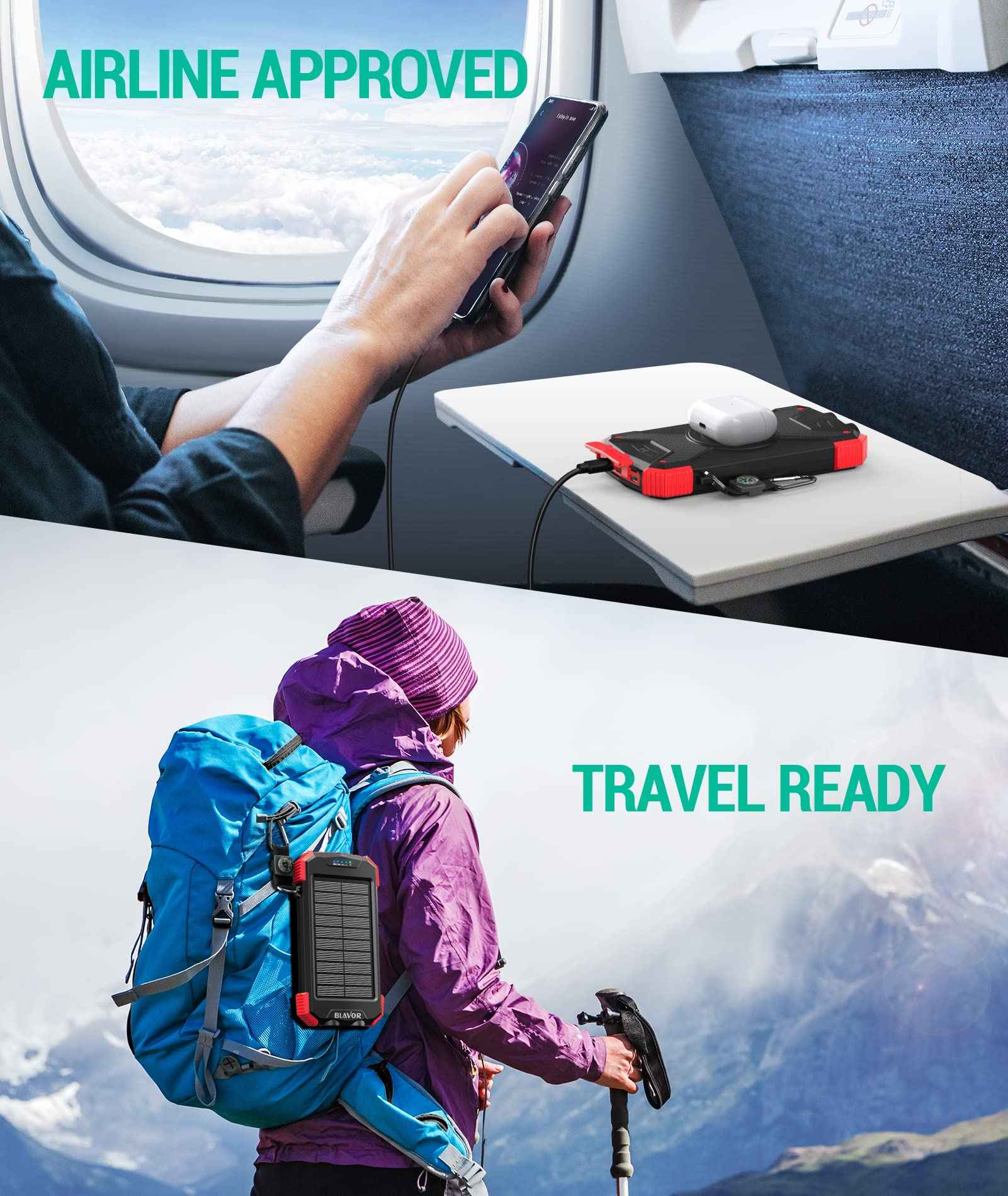 BLAVOR Solar Power Bank 10,000mAh Wireless Charger