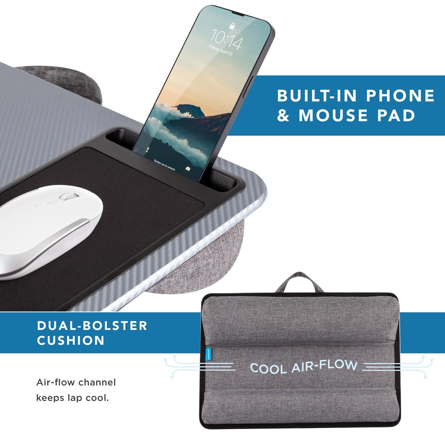 PinkComfort Lap Desk: Device Ledge & Phone Holder