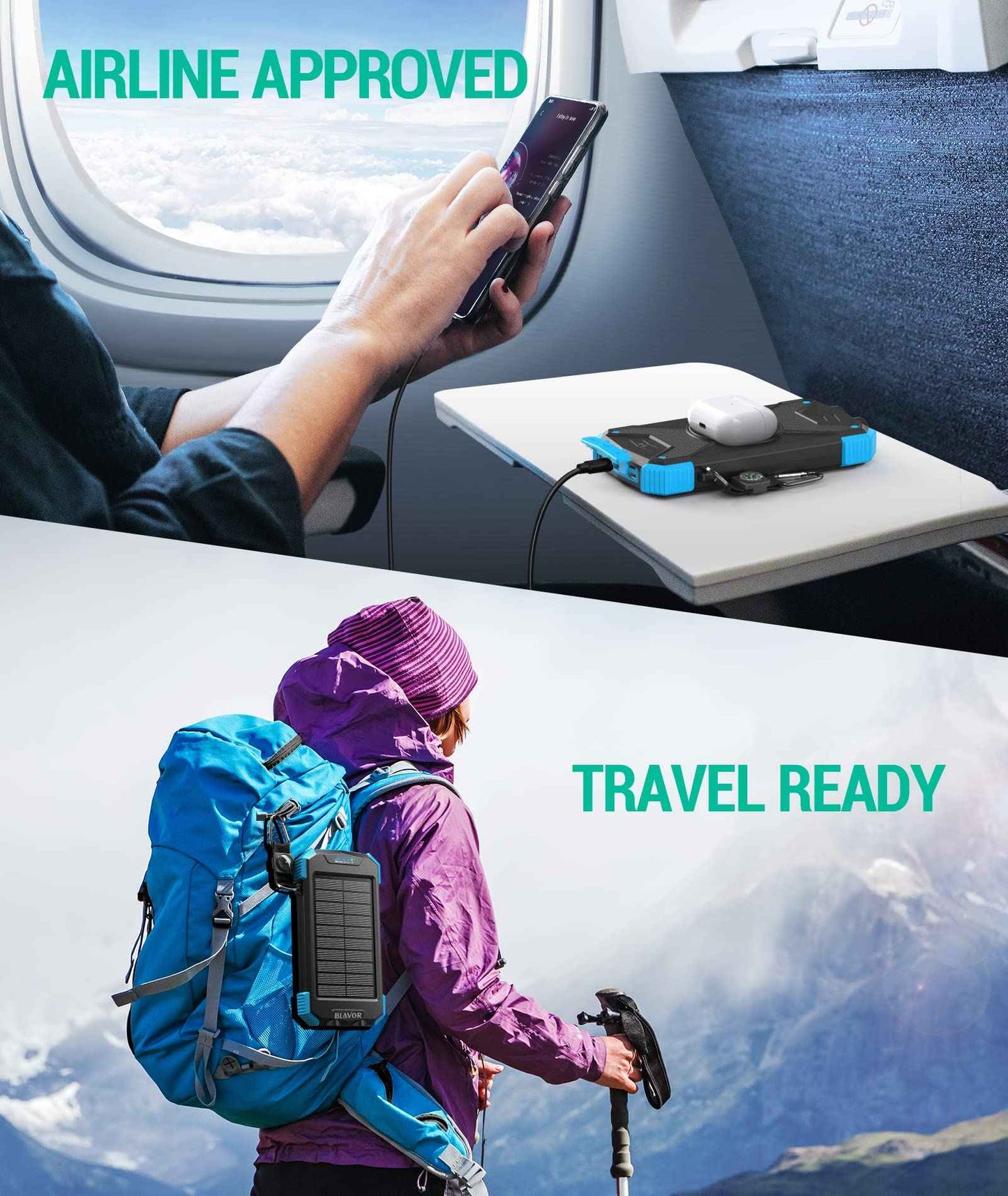 BLAVOR Solar Power Bank 10,000mAh Wireless Charger