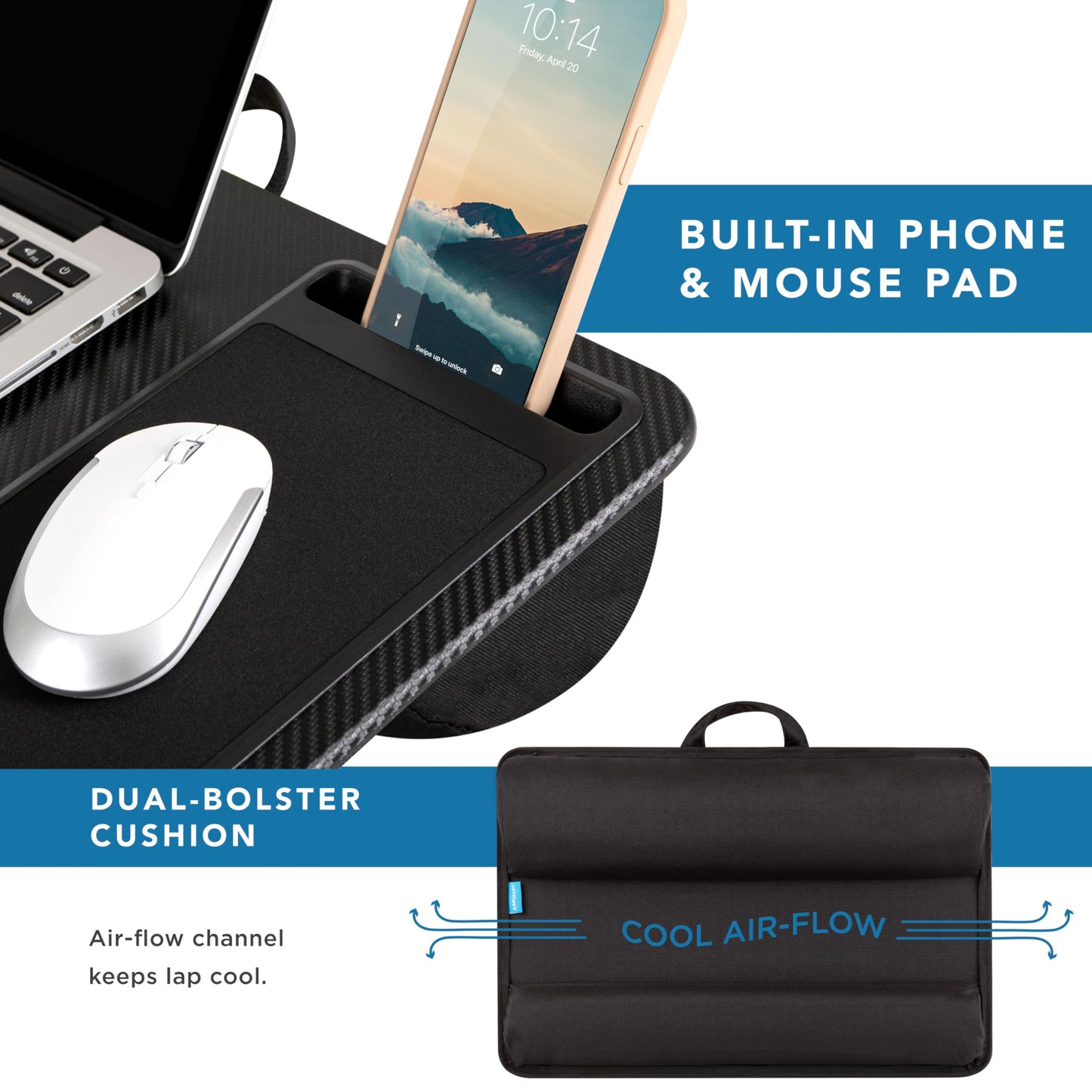 PinkComfort Lap Desk: Device Ledge & Phone Holder