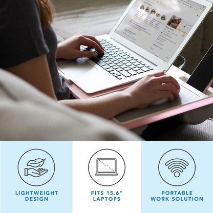 PinkComfort Lap Desk: Device Ledge & Phone Holder