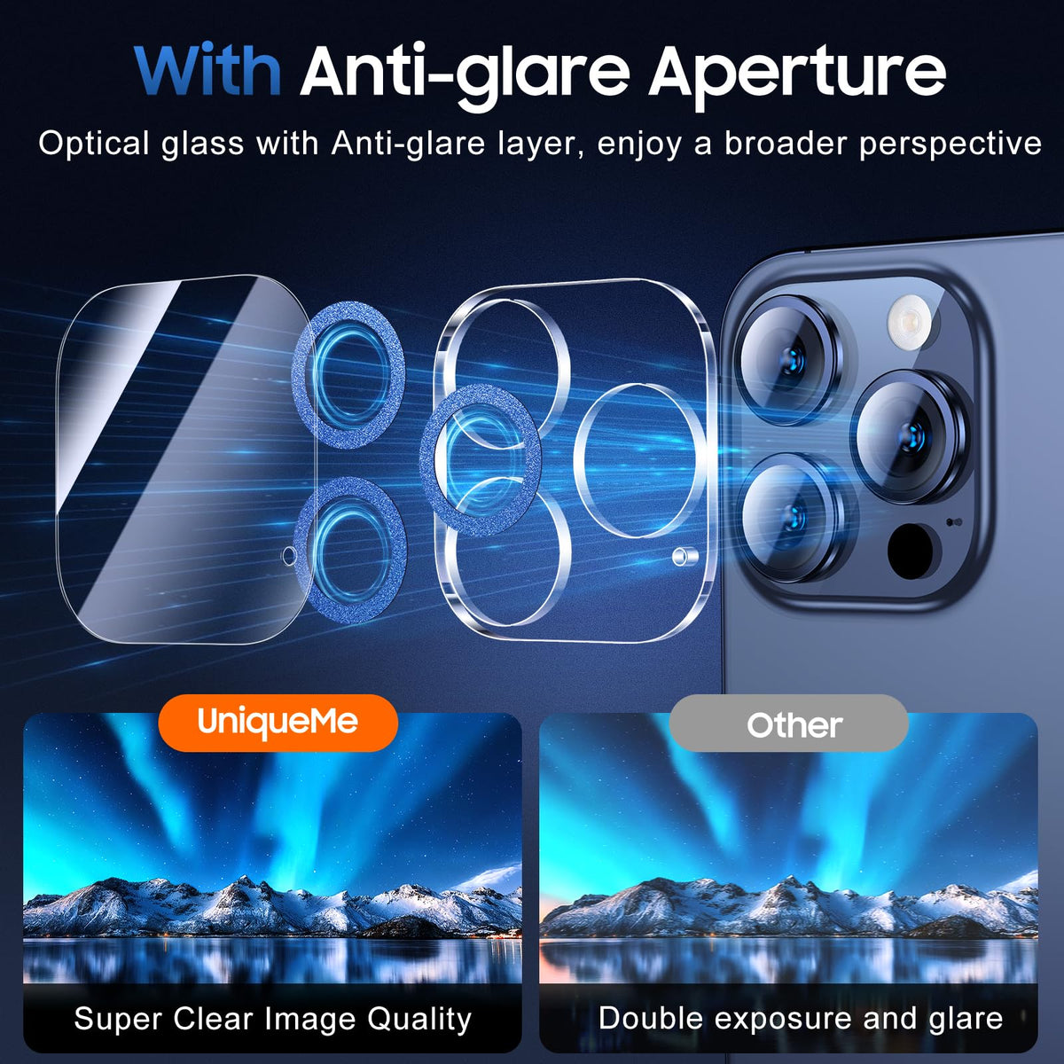 UniqueMe for 3 Pack iPhone 16 Pro/iPhone 16 Pro Max Camera Lens Protector