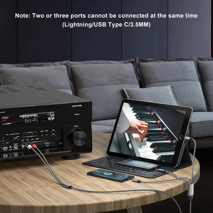 TriConnect Audio Cable: 3-in-1 Lightning/RCA/USB-C