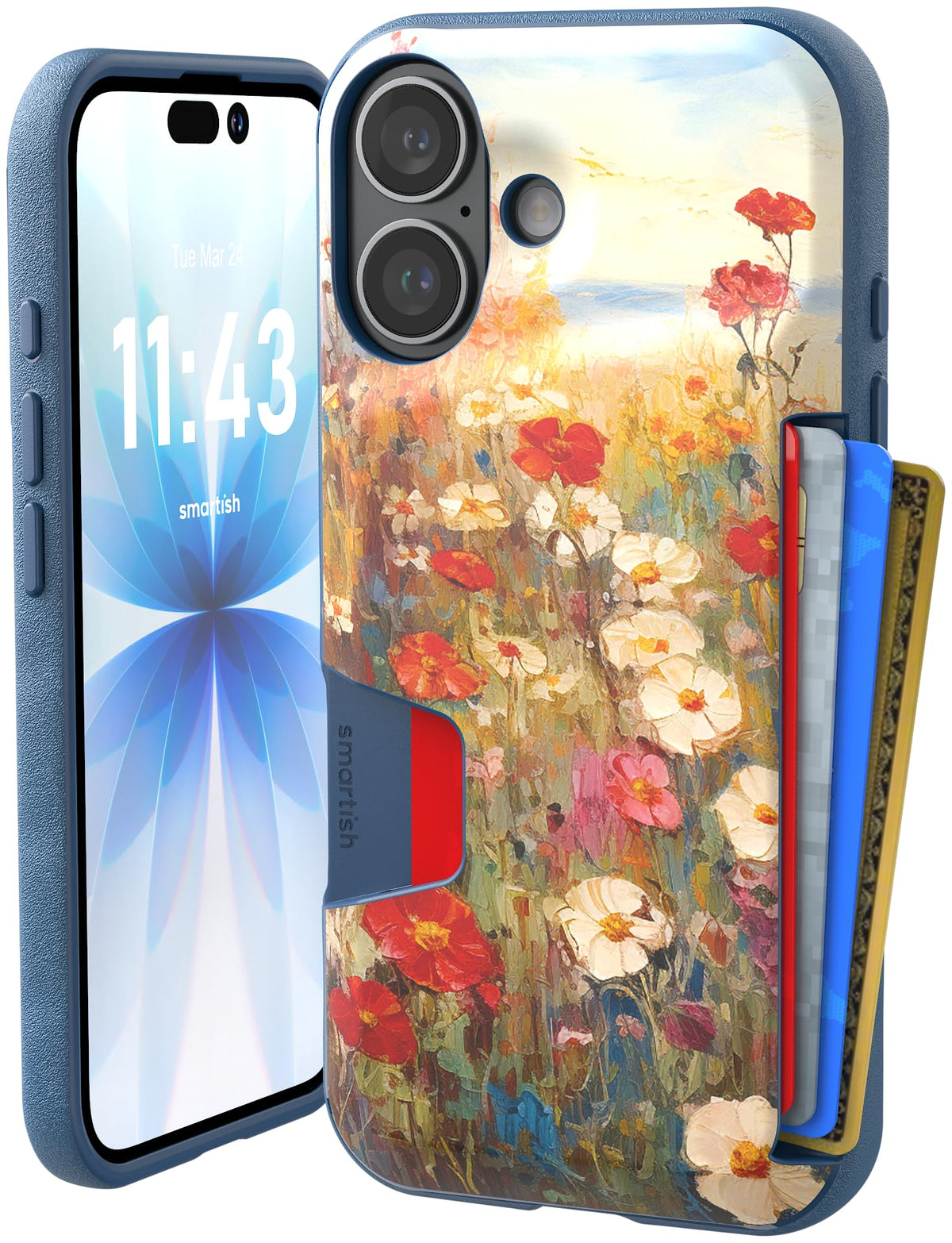 Smartish iPhone 18 Pro/17 Pro Wallet Case, Wallet Slayer V1, Cherry Blossom