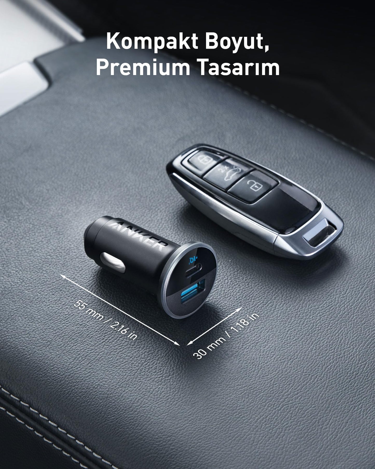 Anker 323 USB-C Car Charger Adapter, 52.5W Cigarette Lighter Charger with 30W PowerIQ 3.0 Fast Charging for iPhone 17/16/15/14/13/12 Series, Galaxy S25/24, Pixel