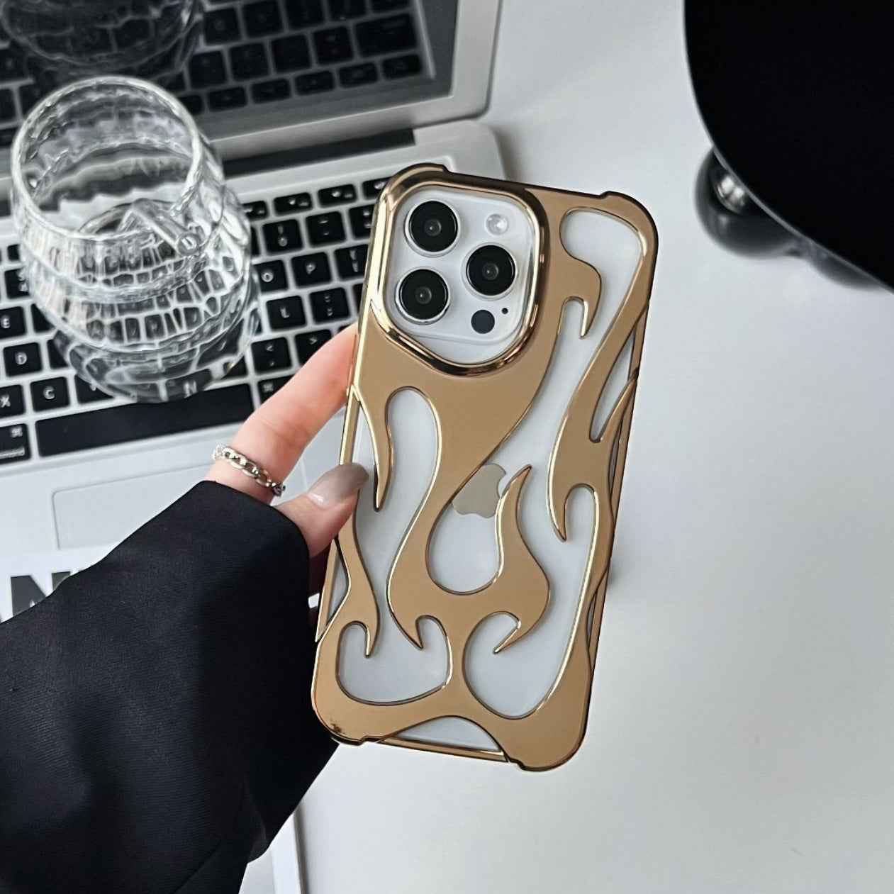 Flame Pattern Electroplating Heat Dissipation Phone Case