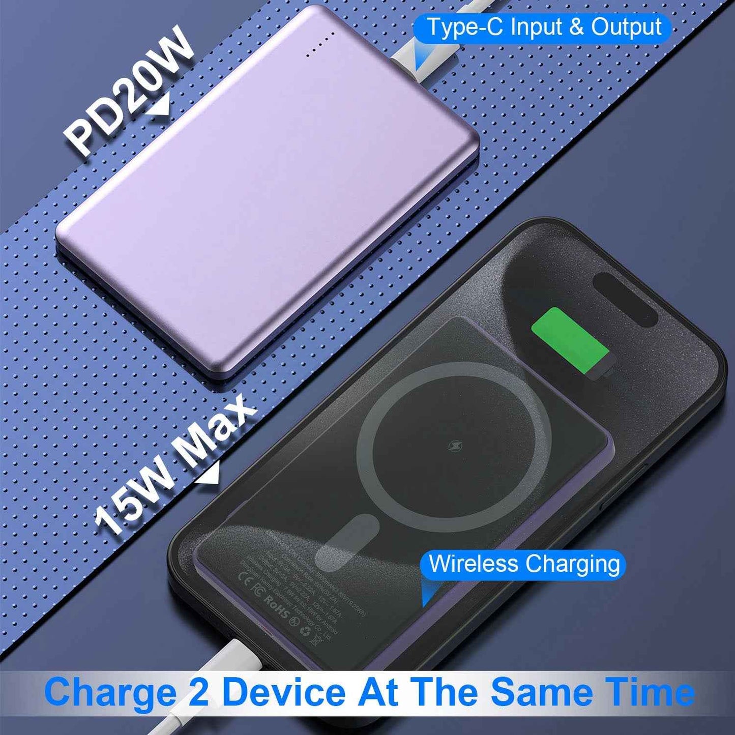 2-in-1 MagSafe Wireless Slim Power Bank 5000mAh