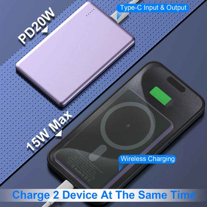 2-in-1 MagSafe Wireless Slim Power Bank 5000mAh