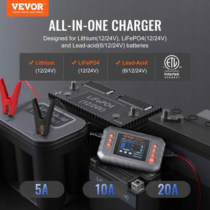 20A Smart Battery Charger for Car, Boat, Lawn Mower