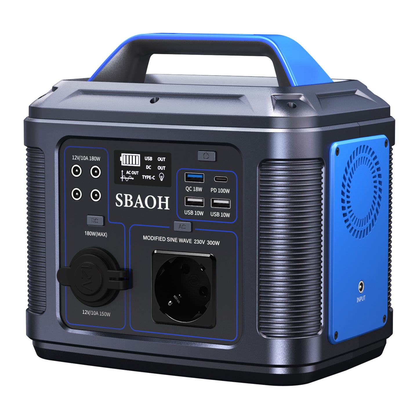 SBAOH Portable Power Station 300W,solar Power Generator 296Wh 80000mAh,solar Power Bank Portable Charger