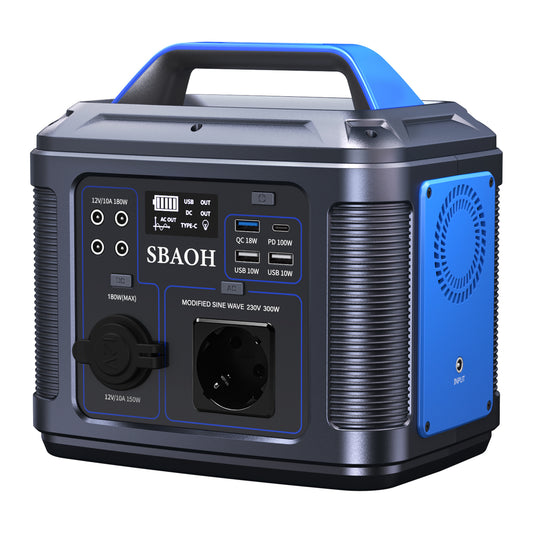 SBAOH Portable Power Station 300W,solar Power Generator 296Wh 80000mAh,solar Power Bank Portable Charger