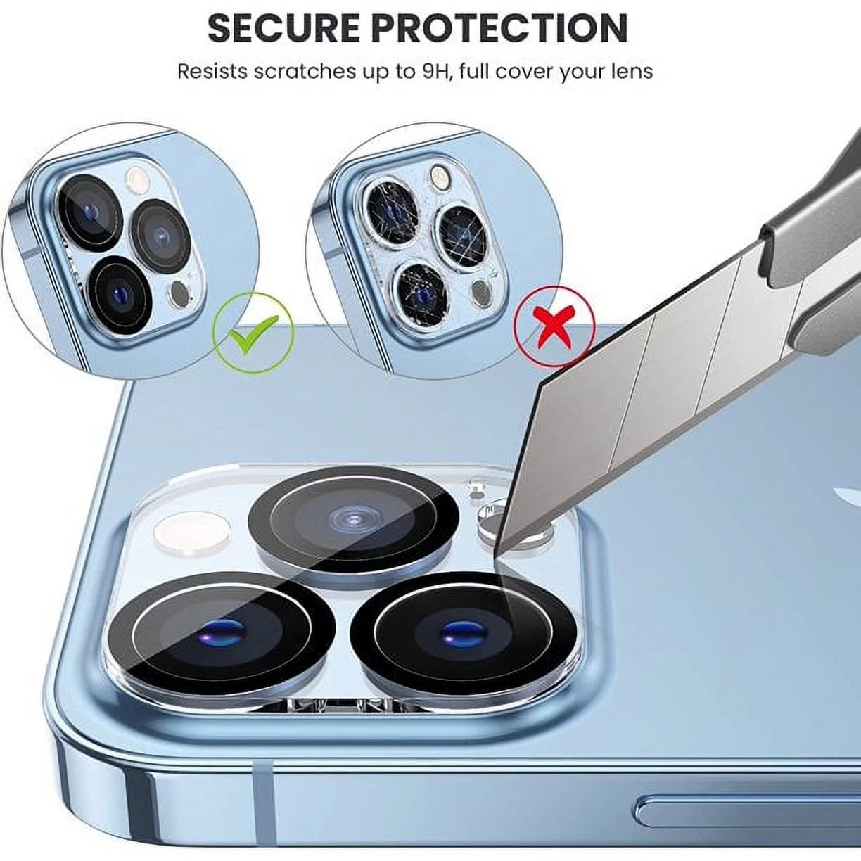 Tempered Glass Screen Protector for Iphone 13 Pro Max, 3 Tempered Glass with 3 Camera Glass Lens Cover Flim [Case Friendly][Scratch-Resistant]