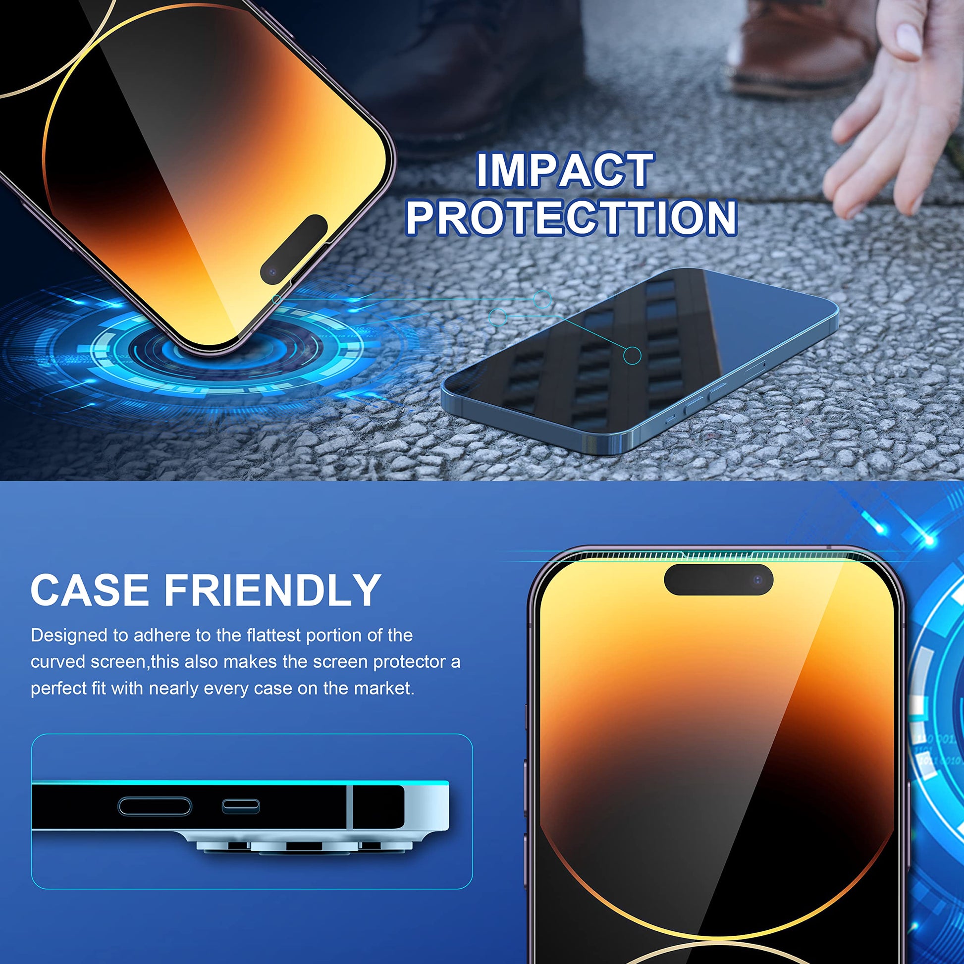 ImpactStrong 3-Pack Glass Protector for iPhone 15/16, 6.1