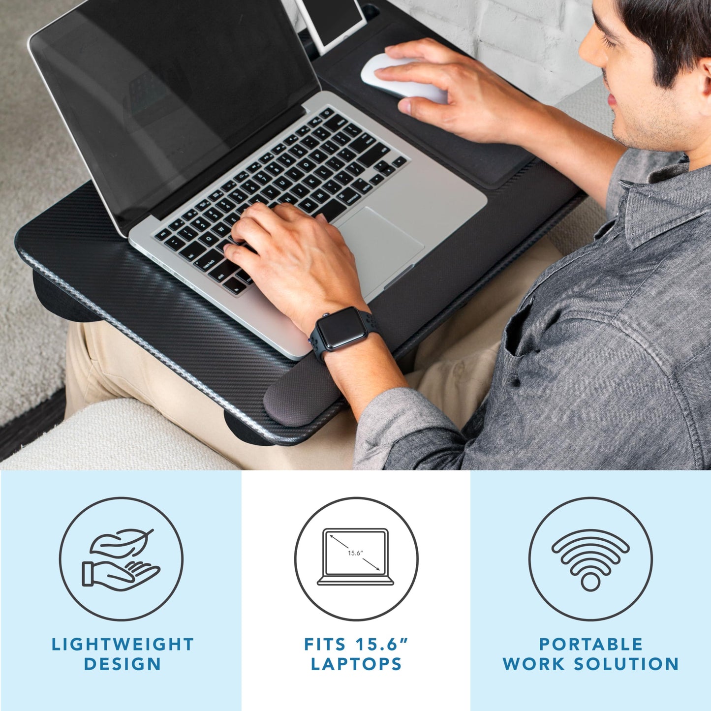 PinkComfort Lap Desk: Device Ledge & Phone Holder