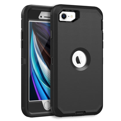 MXX Heavy Duty Protective Case for iPhone SE 2020/22 with Screen Protector, 3 Layers, Rugged Rubber, Rotating 360 Degree Belt Clip, Black/Gray
