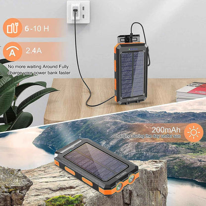 Solar Power Bank 20000mAh with 4 Cables & Flashlights
