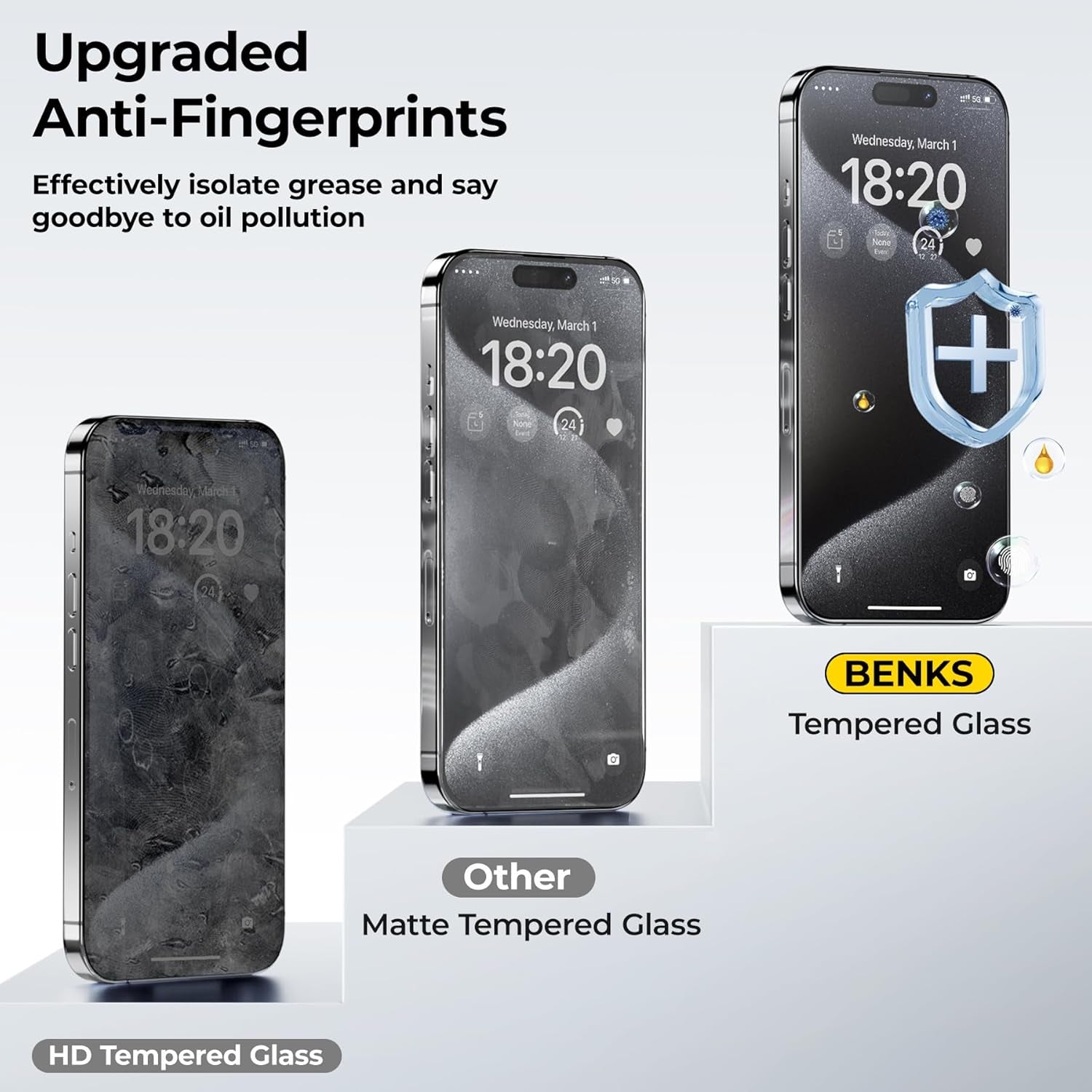 [2 Pack Anti-Glare Matte Screen Protector Compatible for Iphone 15 Pro, 9H Full Coverage Tempered Film for Gamming[Ultra-Thin][Ultra-Smooth][Anti-Fingerprint][Bubble Free]