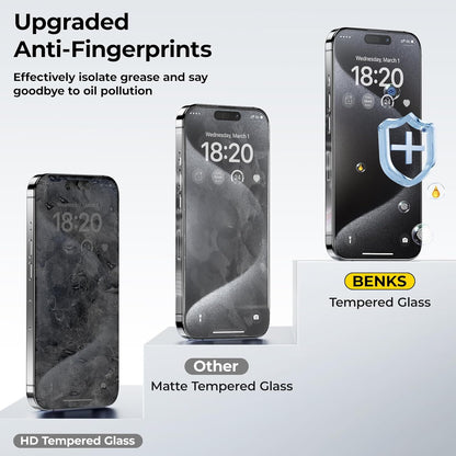 [2 Pack Anti-Glare Matte Screen Protector Compatible for Iphone 15 Pro, 9H Full Coverage Tempered Film for Gamming[Ultra-Thin][Ultra-Smooth][Anti-Fingerprint][Bubble Free]