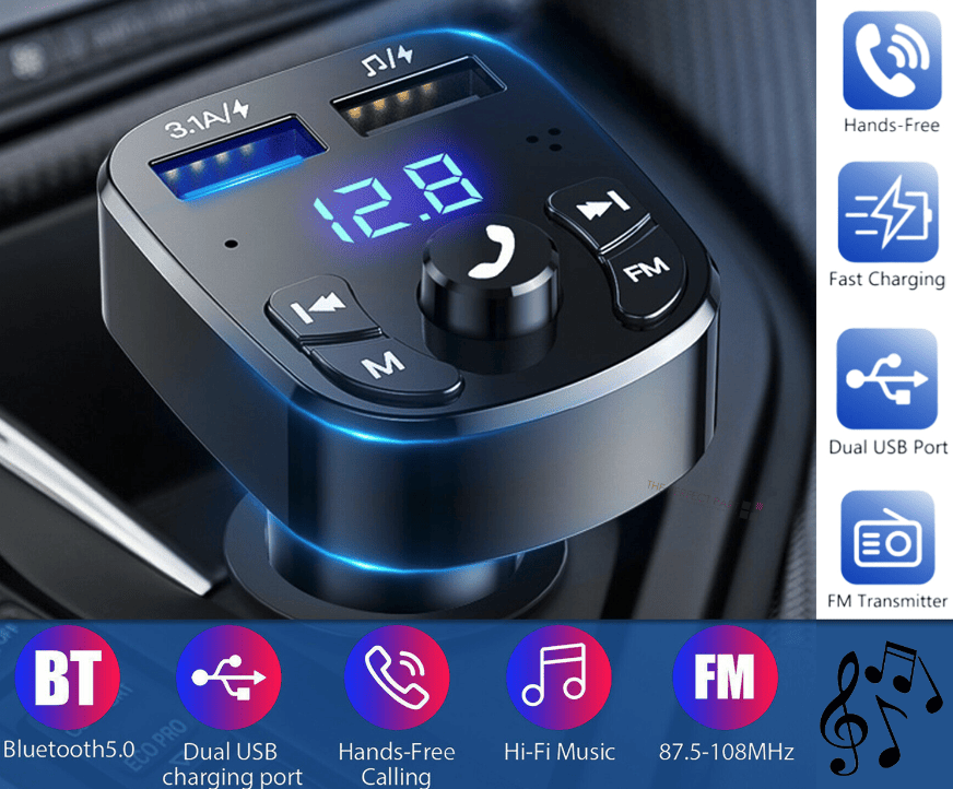 Wireless Bluetooth FM Transmitter Car Adapter & Charger