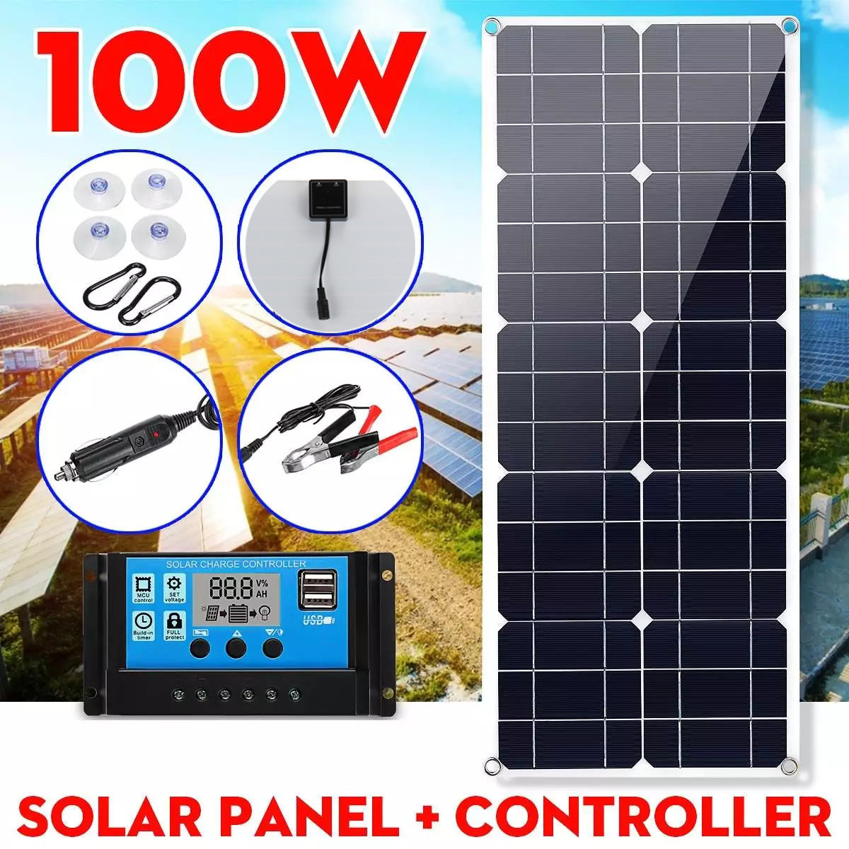 30W 18V Semi-flexible Solar Panel Outdoor Solar Charging Panel USB Phone Charger