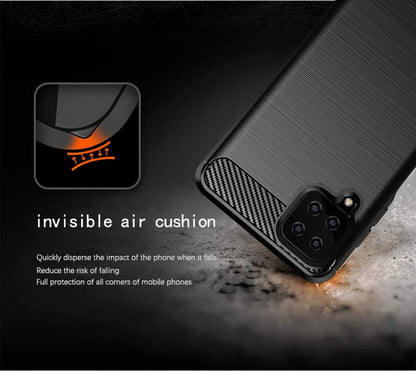 for Galaxy A12 Case,With HD Screen Protector,Shock-Absorption Flexible TPU Bumper Cove Soft Rubber Protective Case for Samsung Galaxy A12 (Black Brushed TPU)