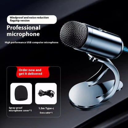 Karaoke Live Microphone Desktop Computer USB Wired Microphone