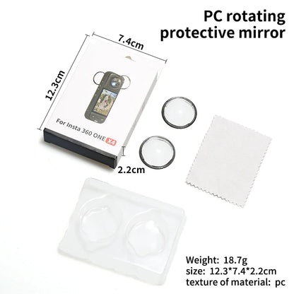 Suitable for Insta360 X4 lens protector, PC rotating scratch resistant panoramic motion camera lens film accessory