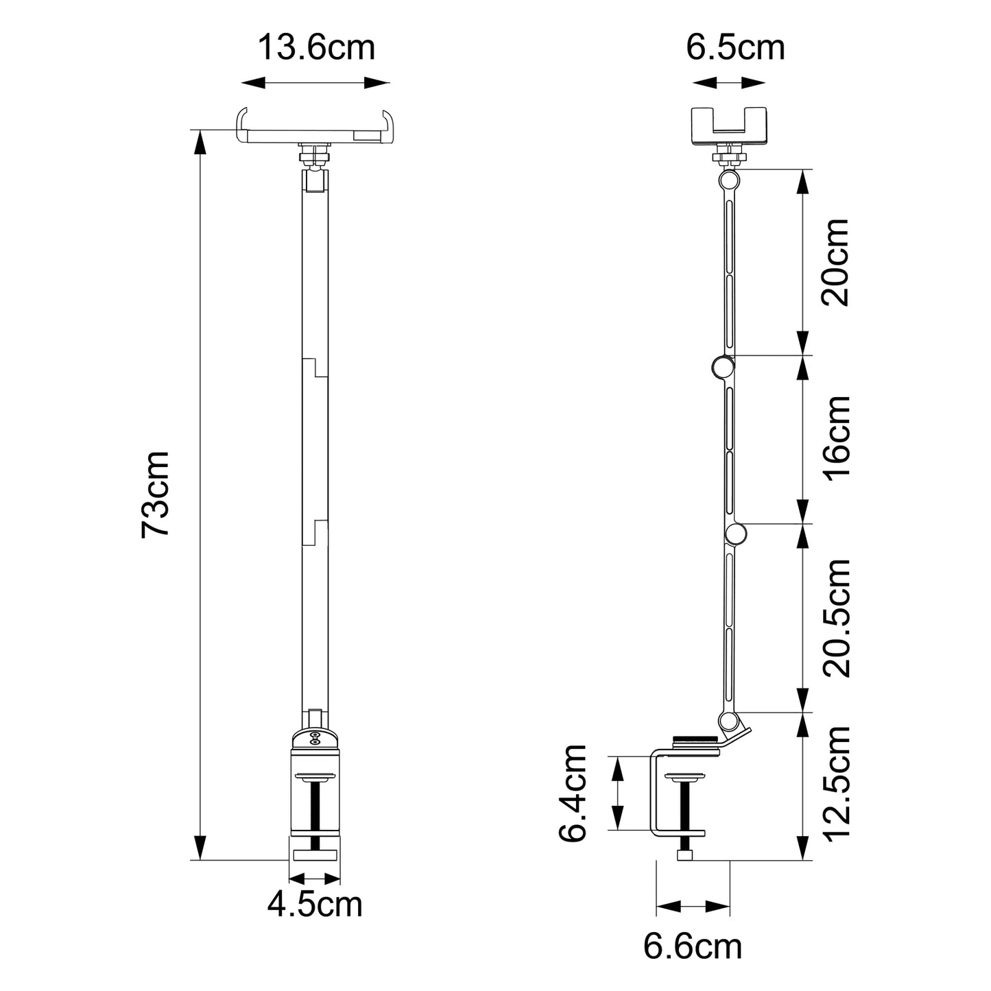 Artpowers Tablet Holder Support for Pad Portable Monitor Holder Phone Stand Laptop Adjustable Rotating Tablet Clip Holder  Mount