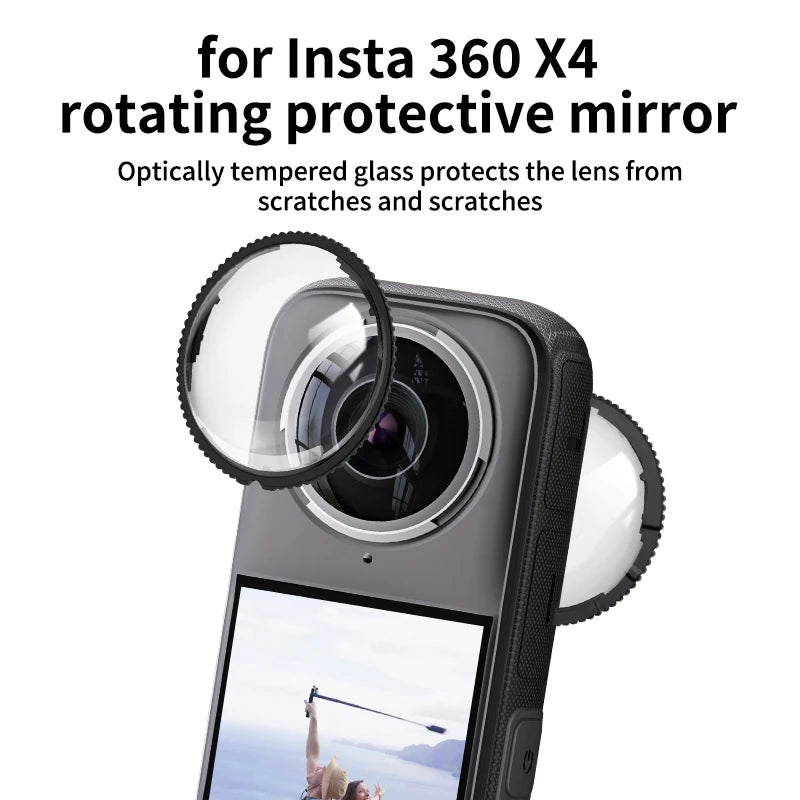 Suitable for Insta360 X4 lens protector, PC rotating scratch resistant panoramic motion camera lens film accessory